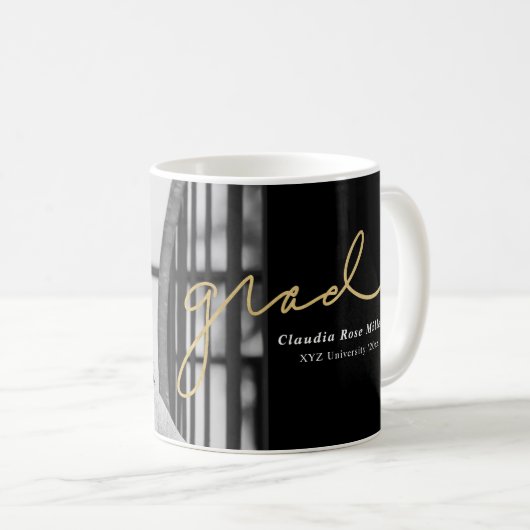 Mug Grad manuscrite en or photo (Devant droit)