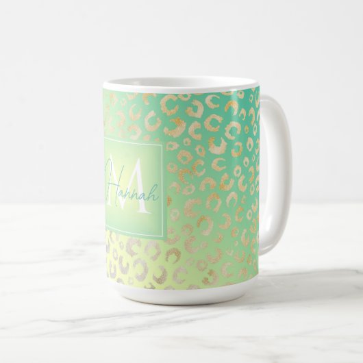 Mug Gradient Empreinte de léopard d'or moderne (Devant droit)