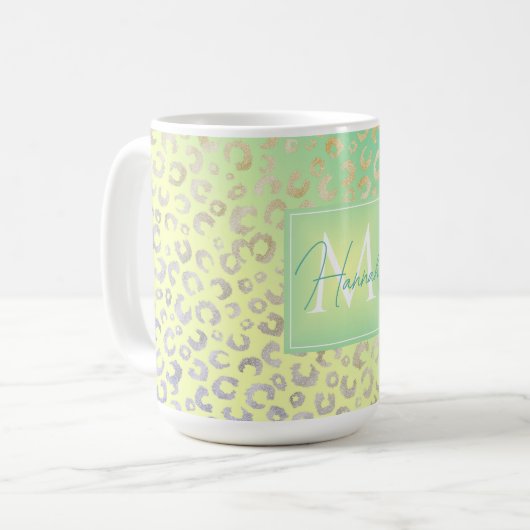 Mug Gradient Empreinte de léopard d'or moderne (Devant gauche)