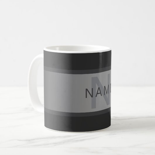 Mug Gradient gris foncé moderne Nom ou raison sociale (Devant gauche)