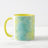 Mug Gradient jaune et bleu vintage floral (Gauche)