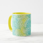 Mug Gradient jaune et bleu vintage floral (Devant gauche)