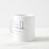 Mug Graduate Grey Noir Nom PhD (Devant gauche)