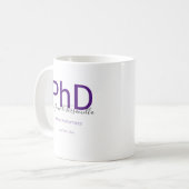 Mug Graduate Keepsaké noir pourpre Nom PhD Graduation (Devant gauche)