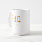 Mug Graduate Keepsaké Orange Noir Nom PhD (Devant gauche)
