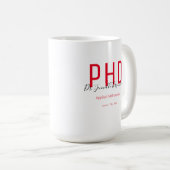 Mug Graduate Keepsaké Rouge Nom noir PhD (Devant droit)