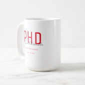 Mug Graduate Keepsaké Rouge Nom noir PhD (Devant gauche)