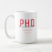Mug Graduate Keepsaké Rouge Nom noir PhD (Gauche)