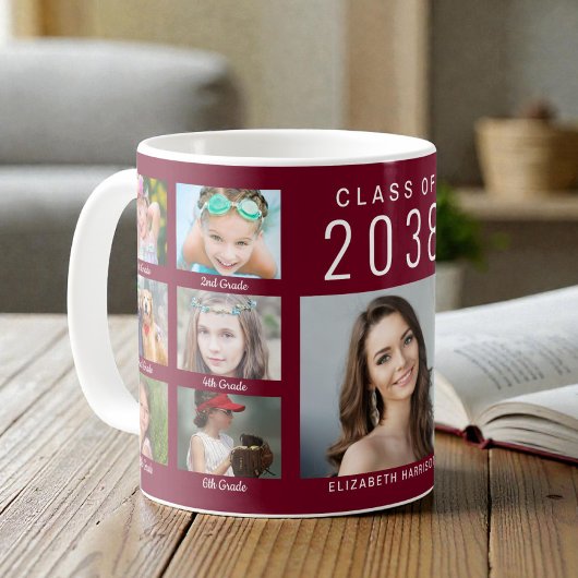 Mug Graduate Photo Collage Burgundy Graduation