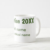 Mug Graduation 20XX ajouter nom année école vert moder (Devant droit)