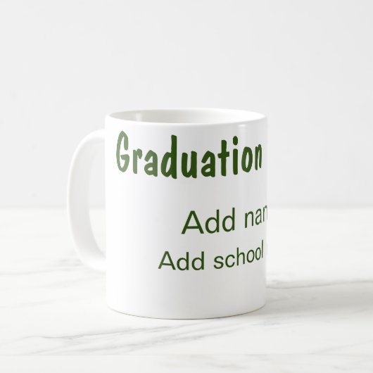Mug Graduation 20XX ajouter nom année école vert moder (Devant gauche)