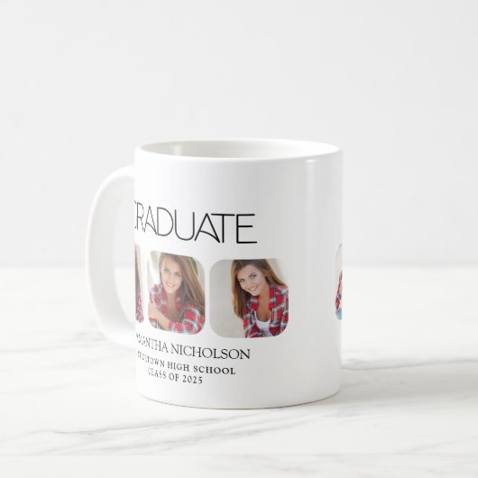 Mug Graduation 3-Photo Moderne (Devant gauche)