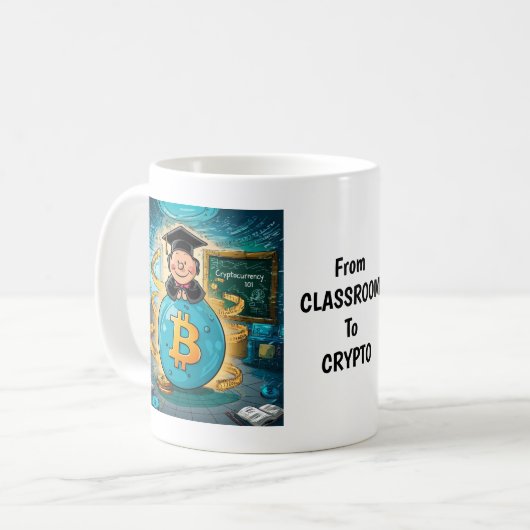 Mug Graduation de crypto-monnaie personnalisée (Devant gauche)