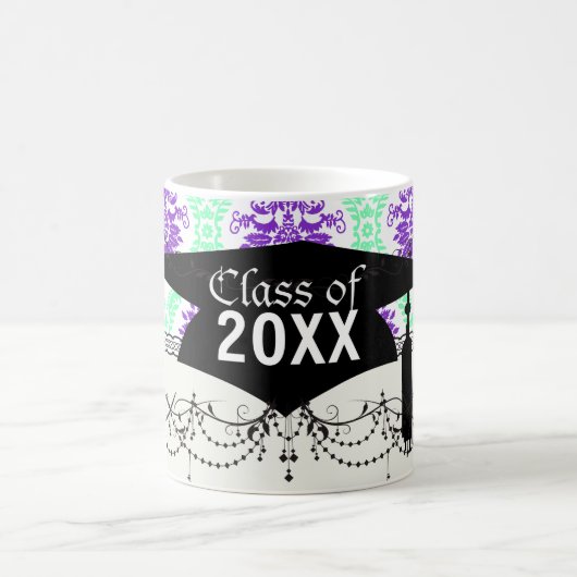 Mug graduation de damas violet et vert (Centre)