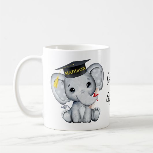 Mug Graduation des éléphants mignons (Gauche)