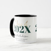 Mug graduation en or vert élégant script chaudière mod (Devant gauche)