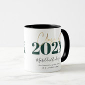 Mug graduation en or vert élégant script chaudière mod (Devant droit)
