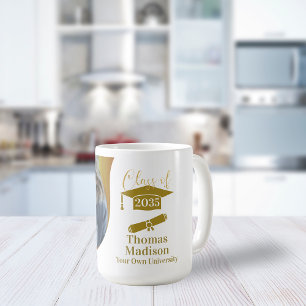 Mug Graduation moderne Vague d'or blanc