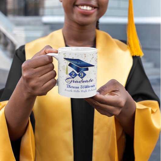 Mug Graduation personnalisée Bleu & Or