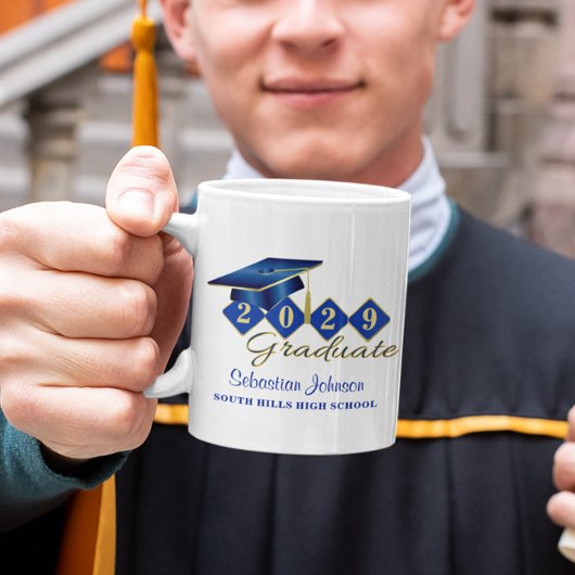 Mug Graduation personnalisée Bleu & Or 20XX