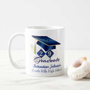 Mug Graduation personnalisée Bleu & Or 20XX
