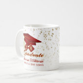 Mug Graduation personnalisée Rouge & Or 20XX (Devant gauche)