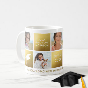 Mug Graduation Photo Collage Gold Classe de 20XX Custo