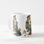 Mug Graduation vintage, Fille portant un Casquette et  (Devant gauche)