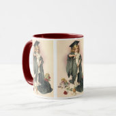 Mug Graduation vintage, Fille portant un Casquette et (Devant gauche)