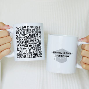Mug Graduation Word Cloud avec Mortorboard