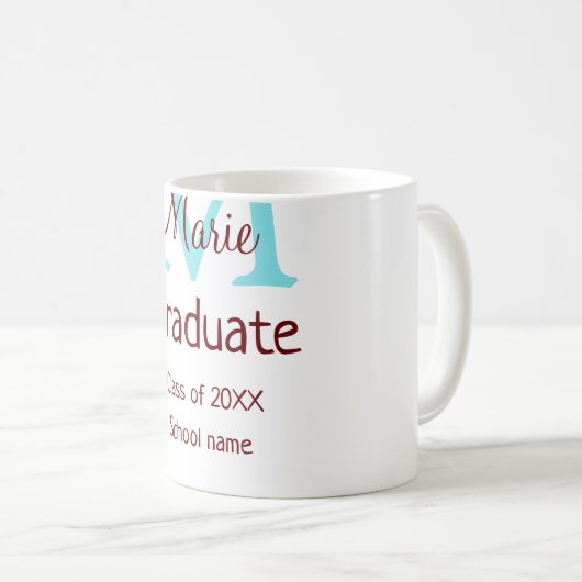 Mug Gradué ajouter nom monogramme vert rose simple min (Devant droit)