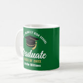 Mug Gradué Blanc Vert Diplômé Personnalisé (Devant gauche)