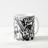 Mug Graffiti Abstrait en noir et blanc  (Devant droit)