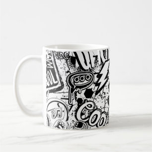 Mug Graffiti Abstrait en noir et blanc 