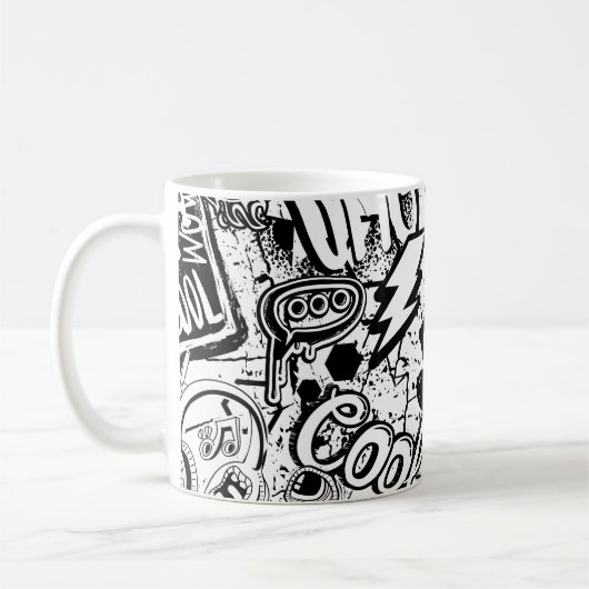 Mug Graffiti Abstrait en noir et blanc  (Gauche)