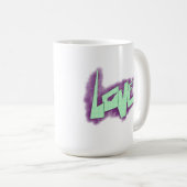 Mug graffiti d'amour violet vert menthe typographie po (Devant droit)
