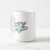 Mug graffiti d'amour violet vert menthe typographie po (Devant gauche)
