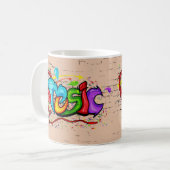 Mug Graffiti de musique colorée cool (Devant gauche)