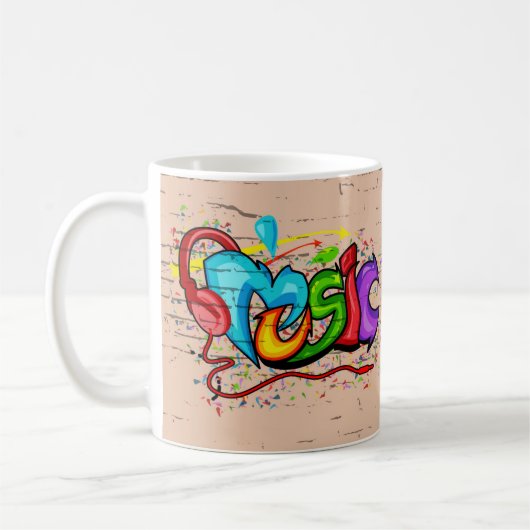 Mug Graffiti de musique colorée cool (Gauche)