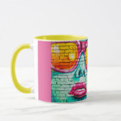 Mug Graffiti fille rue pop art turquoise rose jaune mi (Gauche)