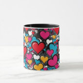 Mug Graffiti Hearts Colorful Pattern Monogrammed (Centre)