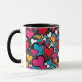 Mug Graffiti Hearts Colorful Pattern Monogrammed (Gauche)