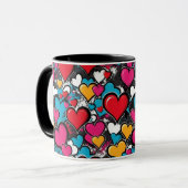 Mug Graffiti Hearts Colorful Pattern Monogrammed (Devant gauche)