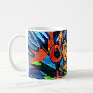 Mug Graffiti lumineux, design graphique urbain.