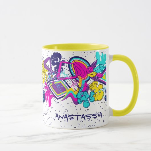 Mug Graffiti motif coloré abstrait avec votre NOM (Droite)