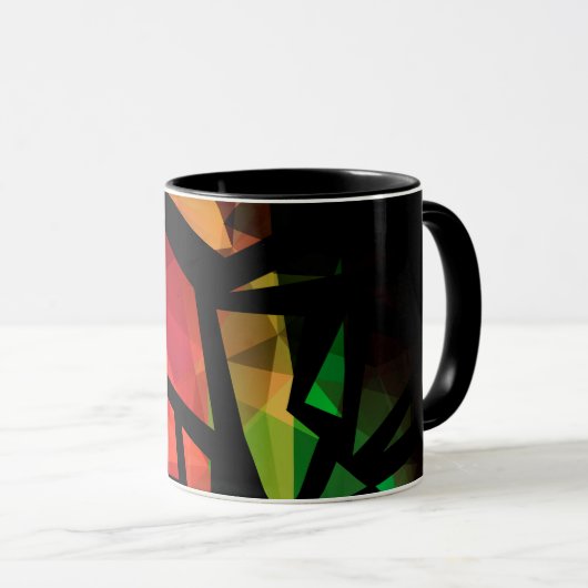 Mug graffiti polygonal moderne Abstrait géométrique fo (Devant droit)