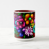 Mug Graffiti Style Fleurs & Ladybug rose violet rouge (Centre)