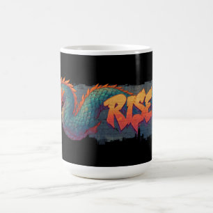 Mug Graffiti Stylisé Dragon Mural avec Bold 'RISE'