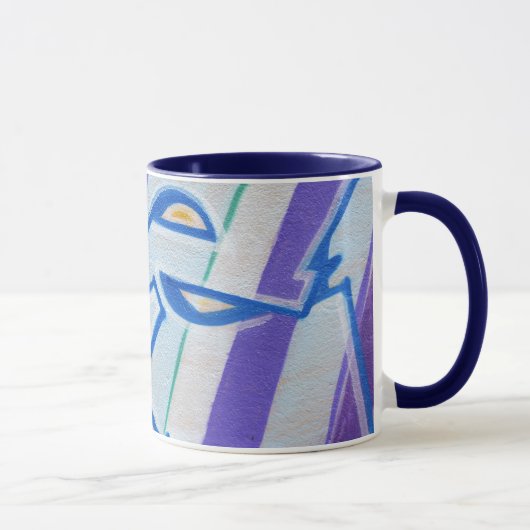 Mug Graffitis abstraits rayés bleus (Droite)
