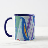 Mug Graffitis abstraits rayés bleus (Gauche)